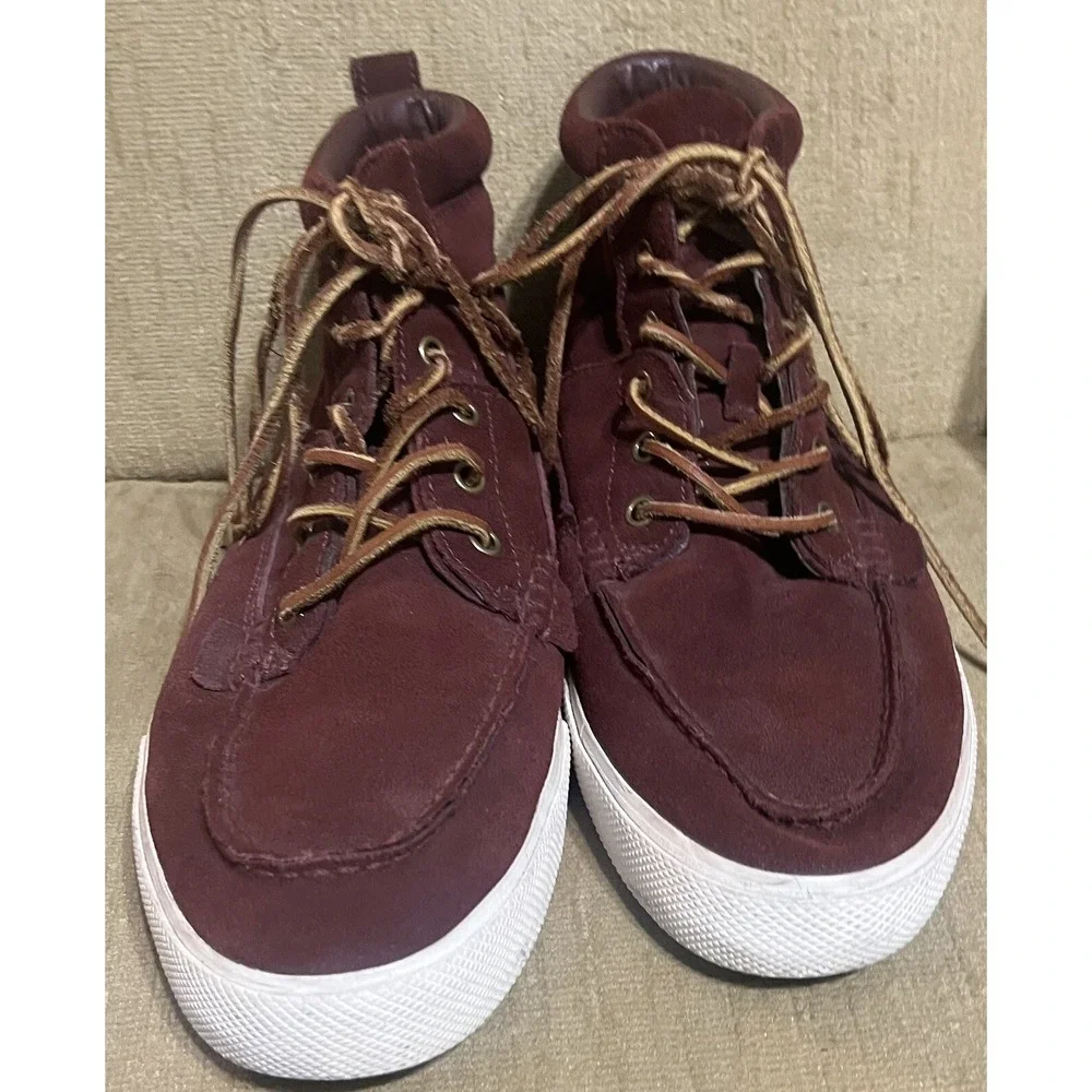 Polo Ralph Lauren Tavis Mens Burgundy Suede Moc Toe Chukka Boots Size 11.5 D